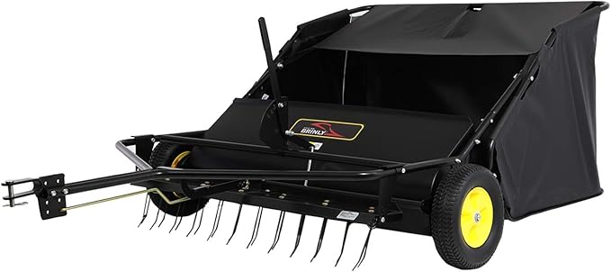 Brinly STS-42BHDK-A 42" Tow-Behind Lawn Sweeper with Dethatcher and Hamper Windscreen