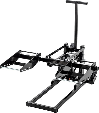 Heavy Duty Lawn Mower Lift Jack 550lbs Capacity Riding Mower Lift with Safety Lock& Non-Slip Wheels Lawn Tractor Lift Adjustable Wheel Span Suitable for Tractors and Zero Turn Lawn Mowers