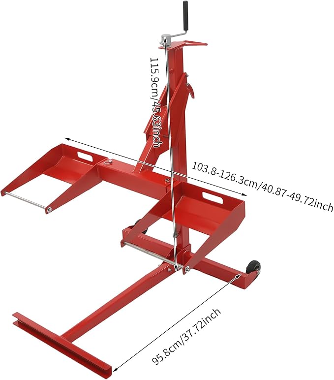 Lawn Mower Lift, 450Lbs Lawn Mower Lift Carbon Steel Lift Jack Lawnmower Lift Tool Adjustable Lawnmower Lifts w/Telescopic Design for Garden Tractors All-Terrain Maintenance and Repair(450LBS)