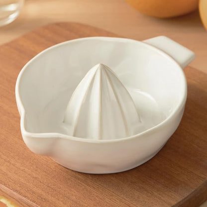Ceramic Lemon Juicer Reamer Manual Citrus Lime Hand Squeezer Bowl Handheld | with Handle and Pour Spout, Easy to Use and Clean, Dishwasher Safe