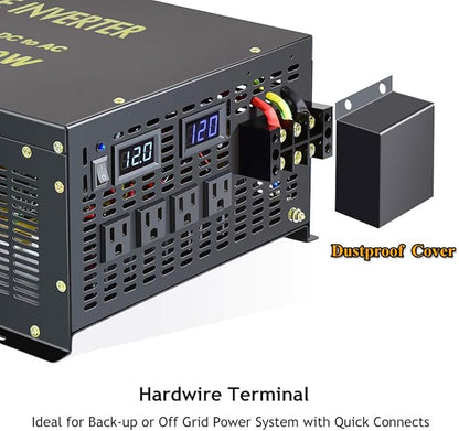 WZRELB Pure Sine Wave 7000W (14000W Surge) 12V Power Inverter DC to AC Power - Solar, RV (RBP-700012)