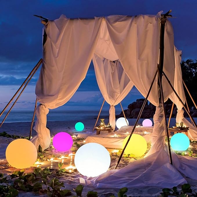 12-inch LED Glowing Ball Light w/Remote, LED Globe Orb Night Light Mood Lamp for Kid Adult, Rechargeable Dimmable RGB Color Changing Glowing Orb, Waterproof Light Up Ball for Garden Patio Party Decor