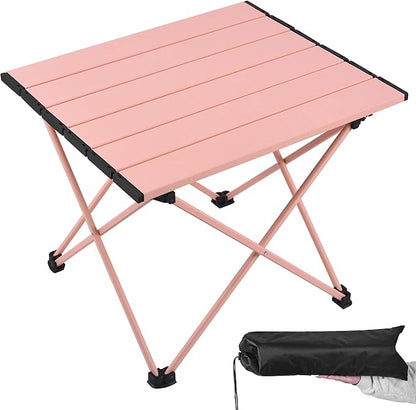 Grope Portable Beach Table for Sand, Folding Camping Table (Pink-S) | Aluminum Table With Carry Bag for Camping，Portable & Easy to Carry，Prefect for Outdoor, Picnic, BBQ, Cooking, Beach