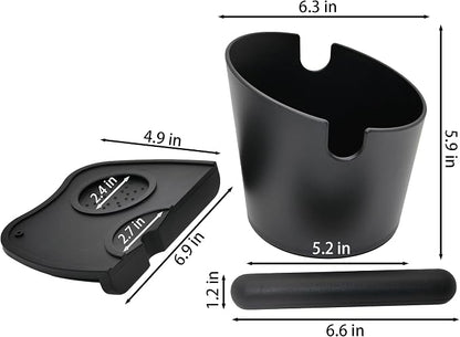 IAOSEN 6.3 inch Large Espresso Knock Box Silicone coffee Tamper Mat Espresso Machine Accessories Set of 2 with Removable Knock Bar and Anti-Slip Base for Home Office Barista Tools for Bar Shop