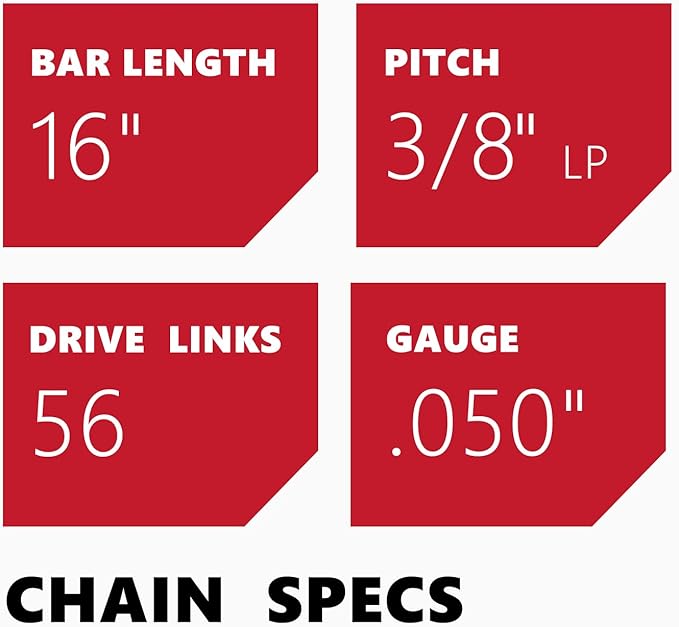 KAKEI 16 Inch Chainsaw Chain 3/8" LP Pitch .050" Gauge 56 Drive Links Fits Craftsman, Poulan, Ryobi, Echo, Greenworks and More- S56 (3 Chains) - Semi Chisel