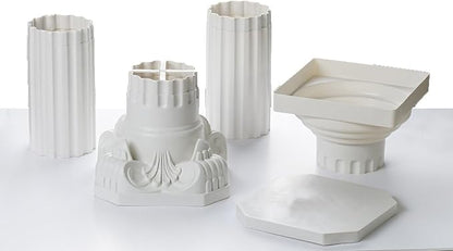 Efavormart 4 Pack 36" Tall White PVC Height Adjustable Empirical Roman Inspired Pedestal Column Plant Stand