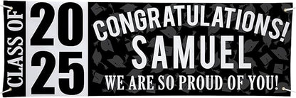 Let's Make Memories Personalized Graduation Banner Class of 2025 - Graduation Party Decorations - Congratulations Banner - Indoor/Outdoor Vinyl - Best in Class - Black - 6 ft.