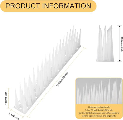 OFFO Bird Spikes Pigeon Outdoor Spikes for Cat Keep Birds Raccoon Woodpecker Away Covers 40 Feet(12.2m), Frosted White