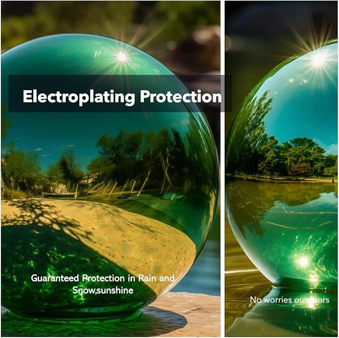 12 Inch Stainless Steel Gazing Globe,v2croft Hollow Ball Mirrored Surface Polished Shiny Sphere,Garden Stainless Steel Gazing Ball for Outdoor Lawn Pond Yard Ornament(Green)