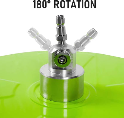 16" Pressure Washer Surface Cleaner with 4 Wheels, Coated Green Stainless Steel Power Washer Surface Cleaner for Driveway Sidewalk Patio, 1/4" Quick Connector 2 Extension Wand, 4000 PSI
