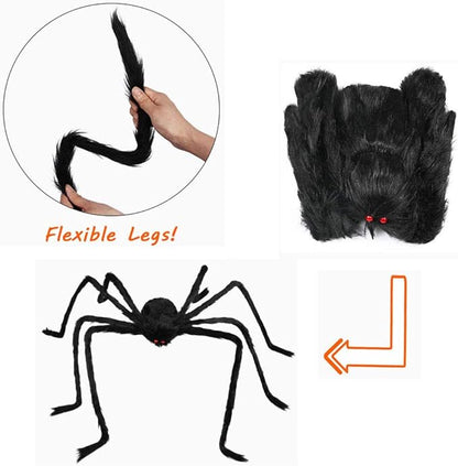 Halloween Giant Huge Spider, 4.1FT Large Foldable Spider Fake Hairy Spider Scary Decorations Halloween Spider Outdoor Yard