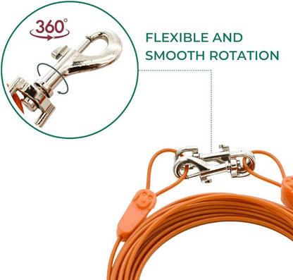 IntelliLeash 30FT Tie-Out Cables for Dogs - Strong, Safe, and Durable Dog Tie-Outs for Every Breed up to 125 Pounds - Weather and Wear Resistant Galvanized Aircraft Cable for Outside Use