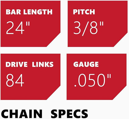 KAKEI 24 Inch Chainsaw Chain 3/8" Pitch .050" Gauge 84 Drive Links Fits Husqvarna 460 (Rancher), Stihl 33RS 84 25"/24" MS390 MS310 MS361 MS460 MS500 - Echo 72LPX84CQ, E84 (3 Chains) - Full Chisel