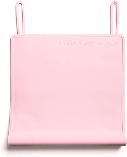 Silicone Suction Placemat | Teething Edge Bumper/Spill Stopper | Dishwasher Safe, Travel Ready, Fits Highchairs | Suction Cup Activity Mat for Babies & Toddlers | BPA Free (Ballet Pink)
