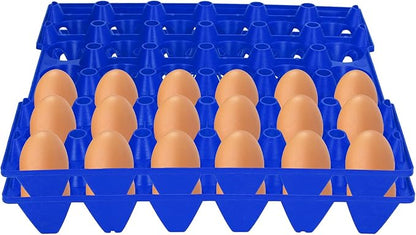 Egg Crate, 5PCS Flats 30 Cell Egg Crates Holder Tray Egg Tray Egg Cartons Stackable Egg Cartons Hold Multiple Eggs Home Farm Supplies for Storing, Sorting, and Shipping Eggs (Blue)