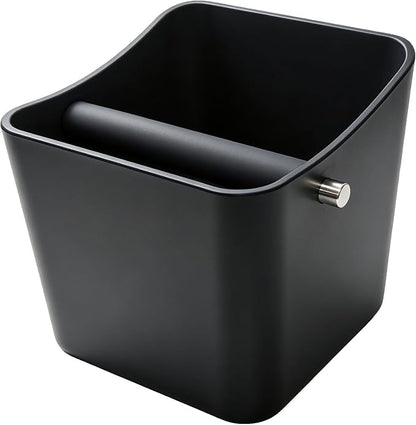 Espresso knock box,Coffee grounds pucks knock box,Coffee Knock Box with Removable Knock Bar and Non-Slip Rubber Base,Shock-Absorbent Durable Espresso Accessories (Black)