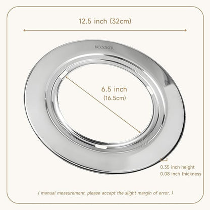 Stainless Steel Steamer Ring, Fits 7 to 12-Inch Bamboo Steamer Baskets, Steaming Adapter for Asian Food, Cooking for Dumpling, Dim Sum, Rice, Veggie, Vegetable, Steam Pot
