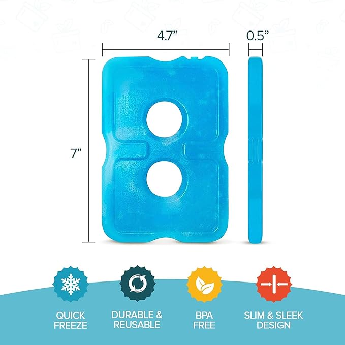 Healthy Packers Ice Packs for Lunch Boxes & Coolers - Freezer Packs - Original Cool Pack | Cooler Accessories for Beach, Camping & Fishing | Slim & Long-Lasting Reusable Ice Pack for Cooler