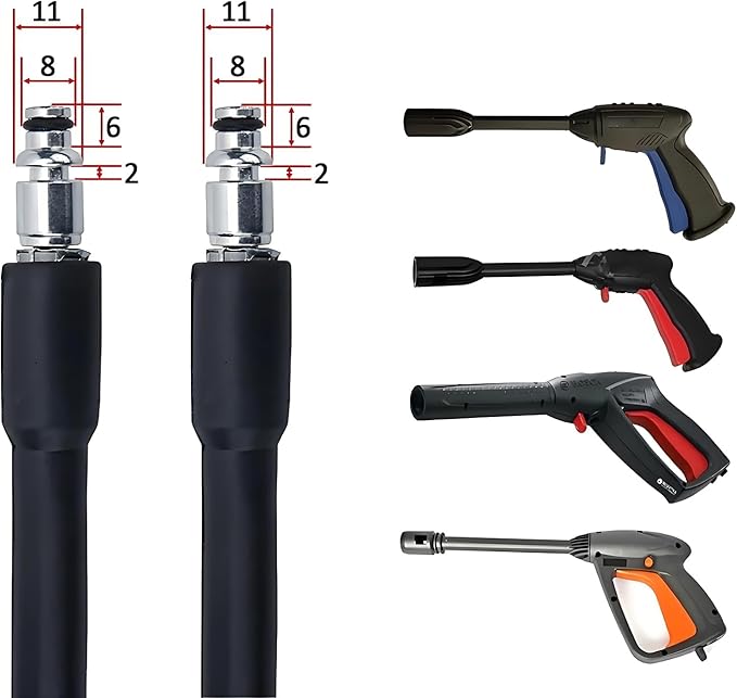 5800PSI/400Bar Ultra Flexible Pressure Washer Hose for Bosch Home Cleaning, 5M-30M High Pressure Extension Tube with Quick-Connect Adapter,(Red/Blue/Yellow/Green/Grey/Orange/Light Blue)(Yellow,16FT)
