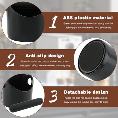 Espresso Knock Box 4.3 Inch, Compact Coffee Grounds Bin with Removable Knock Bar and Non-Slip Base, Splash-Proof for Most Espresso Machines for Home, Cafes, Restaurants