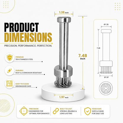 Stainless Steel Meat Tenderizer Tool with 21 Sharp Needles – Blade Tenderizer for Chicken, Beef, Steak – Heavy Duty Meat Pounder Hammer, Easy Grip Kitchen Gadget for Cooking & Chef Tools