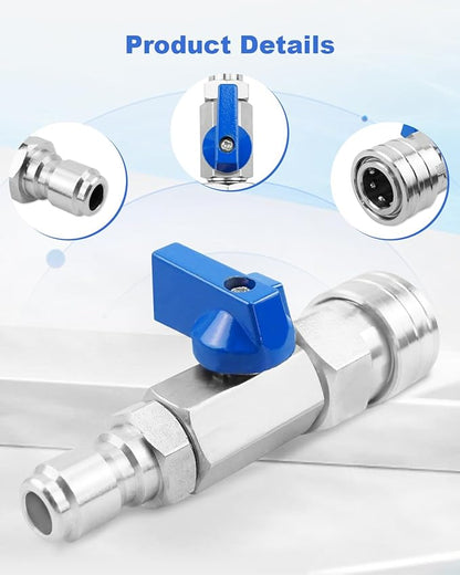 Heavy Duty High Pressure Washer Ball Valve Kit 3/8 NPT Quick Connector 4500 PSI for Power Washer Hose Control Water Flow Switch with Raw Material Belt