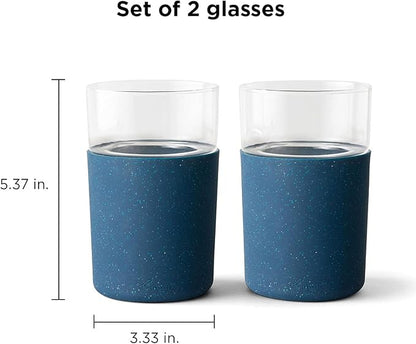 Rabbit R5-21308 Freezable Glasses, Set of 2, Speckled Navy,12 fl oz