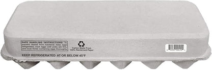 Blank 12-Egg Flat Top Paper Pulp Egg Carton with Nutrition Facts, Safe Handling Info, Optional UPC - 250 Pack