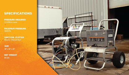 Sand Blaster Accessory Cart for Pressure Washers | Easily Turn Your Pressure Washer Into Sand Blaster | Up to 4000 PSI | 50 LB Sand Blasting Media Capacity | for 2.5 GPM Or Higher Pressure Washer
