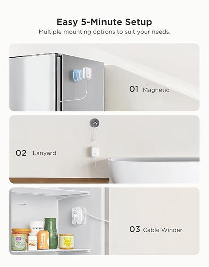 GoveeLife Bluetooth Refrigerator Thermometer Sensor with Alarm, 1-Pack | Monitor fridge/freezer temp remotely with app alerts & buzzer 230ft range. For kitchen/hot tub, gateway not included