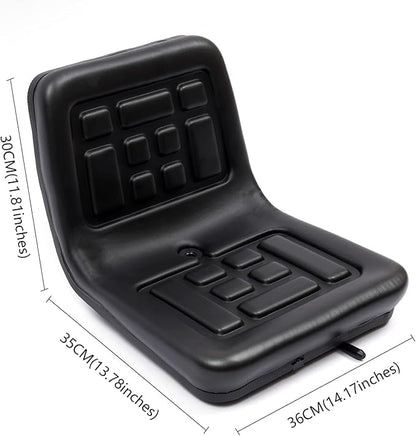 Waterproof Tractor Seat with Drainage Holes and Adjustable Design - Universal Replacement Seat for Riding Lawn Mower, Forklift, Go Kart (14.17x13.78x11.81 in)