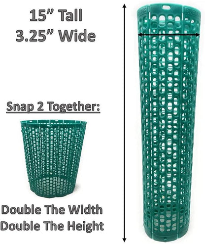 15" Tree Trunk Protector Spiral Guards, Stackable & Adjustable Tree Bark Protectors, Tall Sapling Guards Protect from Weed Eaters, Deer & Rodents, Orchard & Vineyard Vine Protection (60, Green)