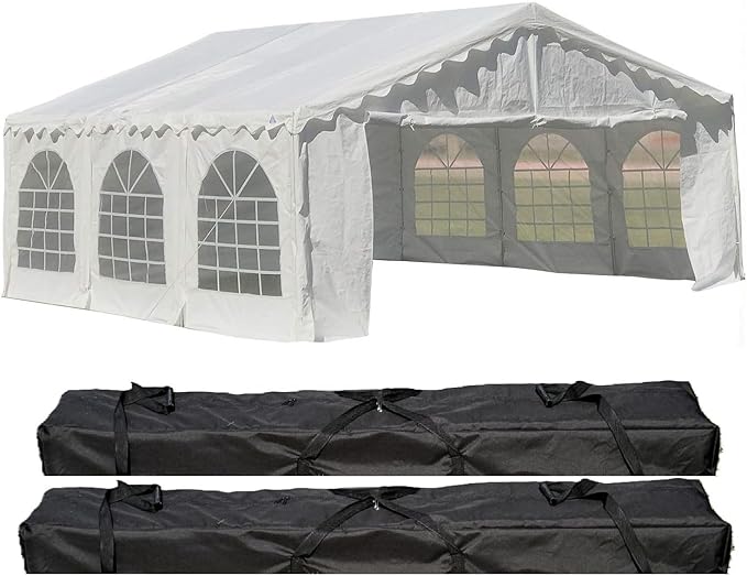 Delta 20'x20' Budget PE Tents Including 2 Free Bags for Parties, Outdoor Canopy Carpas para Fiestas, Wedding Party Tent with Waterproof Top & Removable Sidewalls for Patio Outdoor Events(B Model)