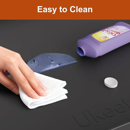 ukeetap 34" x 22" Extra Thick Silicone Mat Waterproof with Raised Edge, Under Sink Mat for Kitchen & Bathroom, Kitchen Cabinet Liner, Multi-Purpose for Storage & Protection, Black
