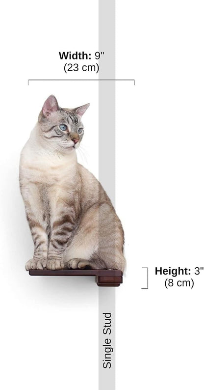 Catastrophic Creations Wooden Cat Step Floating Shelf (English Chestnut Bamboo)— Cat Wall Furniture for Indoor Cat — Platform Climber Wooden Cat Shelves —Playing & Jumping — Cat Wall Shelves