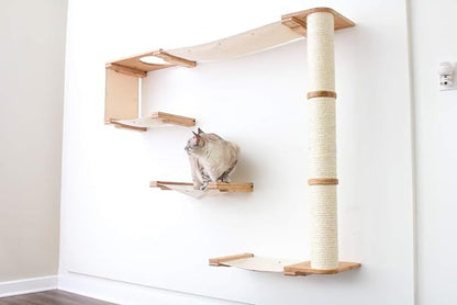 CatastrophiCreations Cat Mod Climb Track Handcrafted Wall Mounted Cat Tree Shelves, English Chestnut/Natural, One Size (528375911ENNAT)