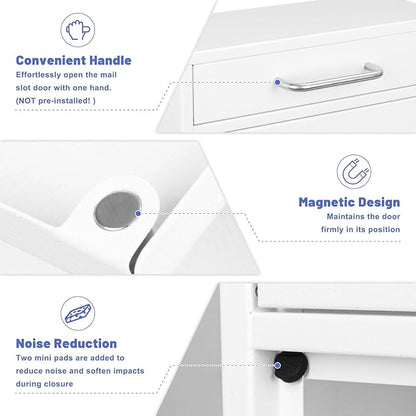 KYODOLED Locking Wall Mount Mailbox for Outside, Drop Box, X-Large, White | Heavy-Duty Steel, Outdoor Mail Box with Key Lock, Large Capacity, Home, Office & Apartment Use, 16.2H × 11.2L × 4.6W In