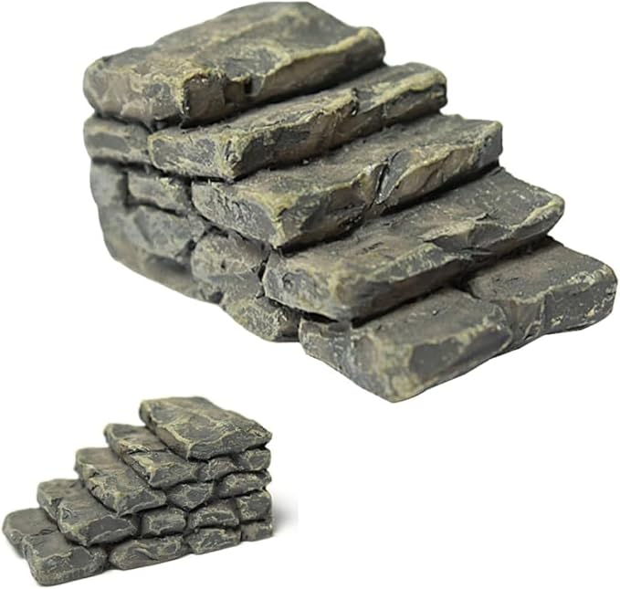 1Pc Gray Outdoor Miniature Resin Bridge Stair Stone Straight Bridge Stairs Stone Steps Garden Fairy Ornament Flower Pot Plant Micro Landscaping Decor Bonsai Craft Straight Stairs Statues Décor
