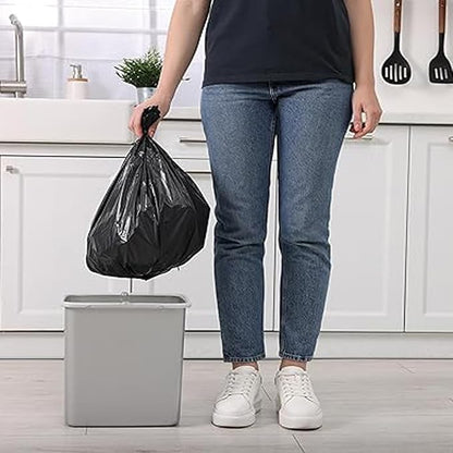 2-4 Gallon Trash Bags, 400 Count Black Garbage bags, Small Trash Can Bin Liners for Bathroom, Office, Industrial, Commercial, Janitorial, Municipal, Recycling