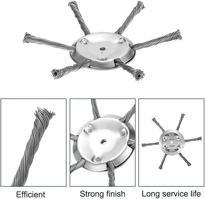 2Pcs Steel Wire Grass Trimmer Head, 6 Inches Steel Wire Weed Trimmer Head, String Trimmer Replacement Head for Electric Battery Powered Cordless String Trimmer-0.22 inch Hole (2, Silver)