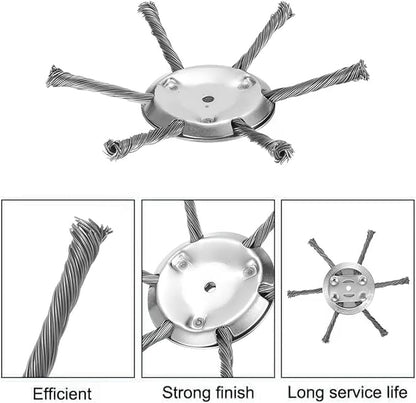 2Pcs Steel Wire Grass Trimmer Head, 6 Inches Steel Wire Weed Trimmer Head, String Trimmer Replacement Head for Electric Battery Powered Cordless String Trimmer-0.22 inch Hole (2, Silver)