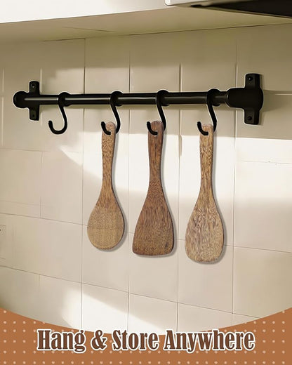 EORTA Set of 3 Wooden Rice Paddles, 8 Inch Rice Spoon Spatula & Scooper for Nonstick Cookware, Small Wooden Utensils for Kitchen Cooking, Slanted/Flat/Curved Food Spatula, 8.26 * 2.75inch