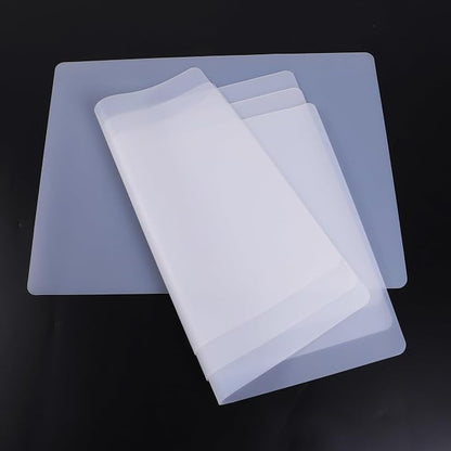 Clear Silicone Craft Mats 9"W x 12"L: 0.8mm Thick Heat Resistant Non-Slip | 4 Pcs Nonstick Translucent Silicone Sheet - Reusable Countertop Protector Pad for Jewelry Epoxy Glitter Slime DIY Art