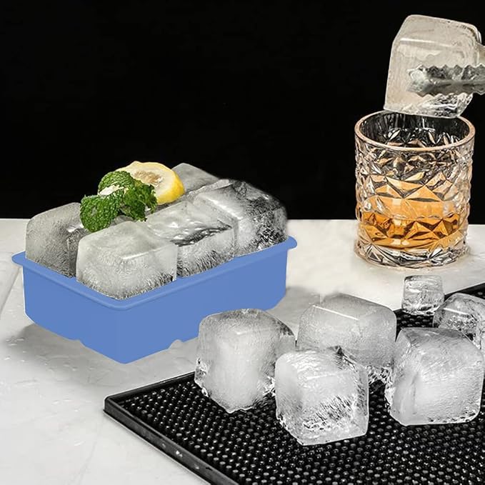 ROTTAY Ice Cube Trays (Set of 2), Sphere Ice Ball Maker with Lid & Large Square Ice Cube Maker for Whiskey, Cocktails and Homemade, Keep Drinks Chilled