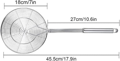 Spider Strainer Skimmer, Swify Stainless Steel Asian Strainer Ladle Frying Spoon with Handle for Kitchen Deep Fryer, Pasta, Spaghetti, Noodle, 7 Inch