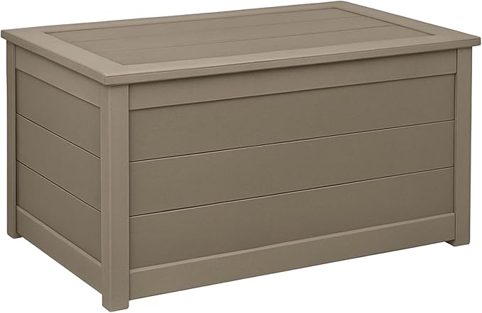 DutchCrafters Poly Waterproof Outdoor Deck Box 200-Gallon Large Deck Box Weatherproof Storage for Pool Decor, Porch Packages, Pool Towel Holder, Holds Up To 10 Cushions (Weatherwood)