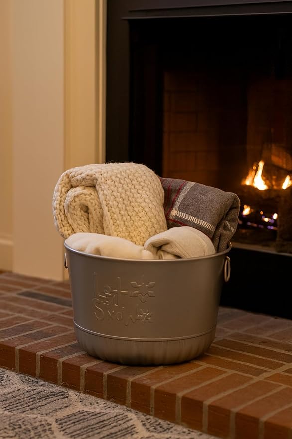 Behrens Galvanized Embossed Bushel Basket- Let it Snow (2 Bushels)