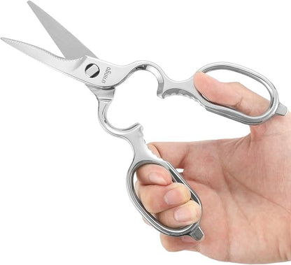 LIVINGO 8.5" Kitchen Shears Heavy Duty Forged Stainless Steel Scissors | Ultra Sharp Food Scissors with Detachable Design, Bottle Opener and Nut Cracker for Cooking, Cutting Meat and Vegetables