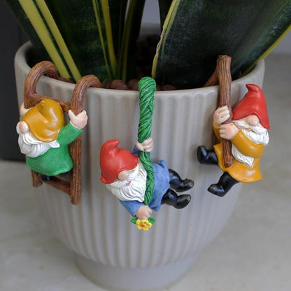 3 PCS Climbing Gnomes Tree Faces Decor Outdoor for Yard, Gnomes Statue, Outdoor Fairy Garden Resin Crafts, Flower Pot Landscape Dwarf, Micro Landscape Pendant Ornaments (3 PCS)