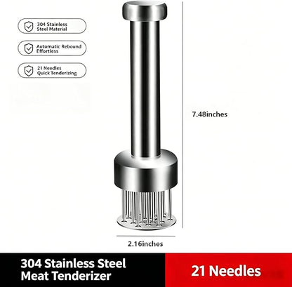 Meat Tenderizer Tool | 21 Auto Rebound 304 Stainless Steel Meat Tenderizer, Dishwasher Safe for Steak Pork Chicken Salmon